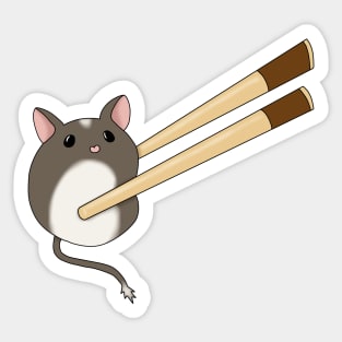 Cute brown gerbil mochi with chopsticks Sticker